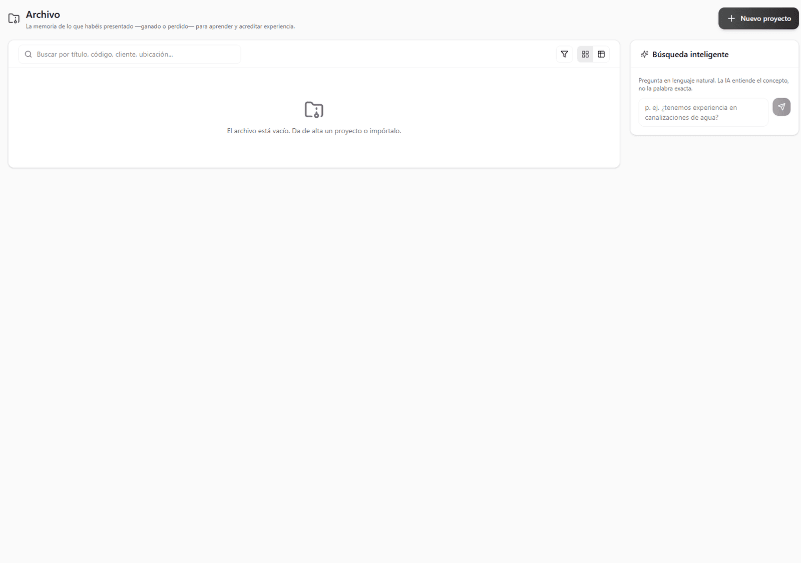 Archivo de experiencia de la empresa