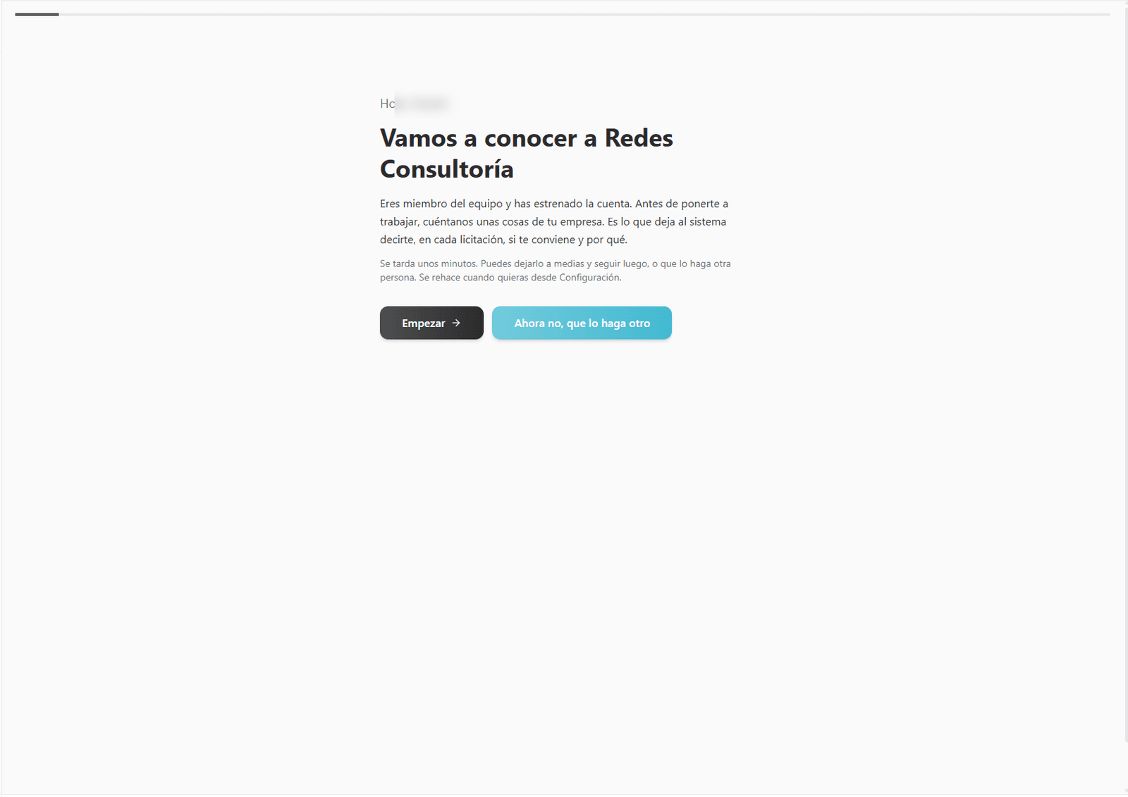 Onboarding del contexto de empresa